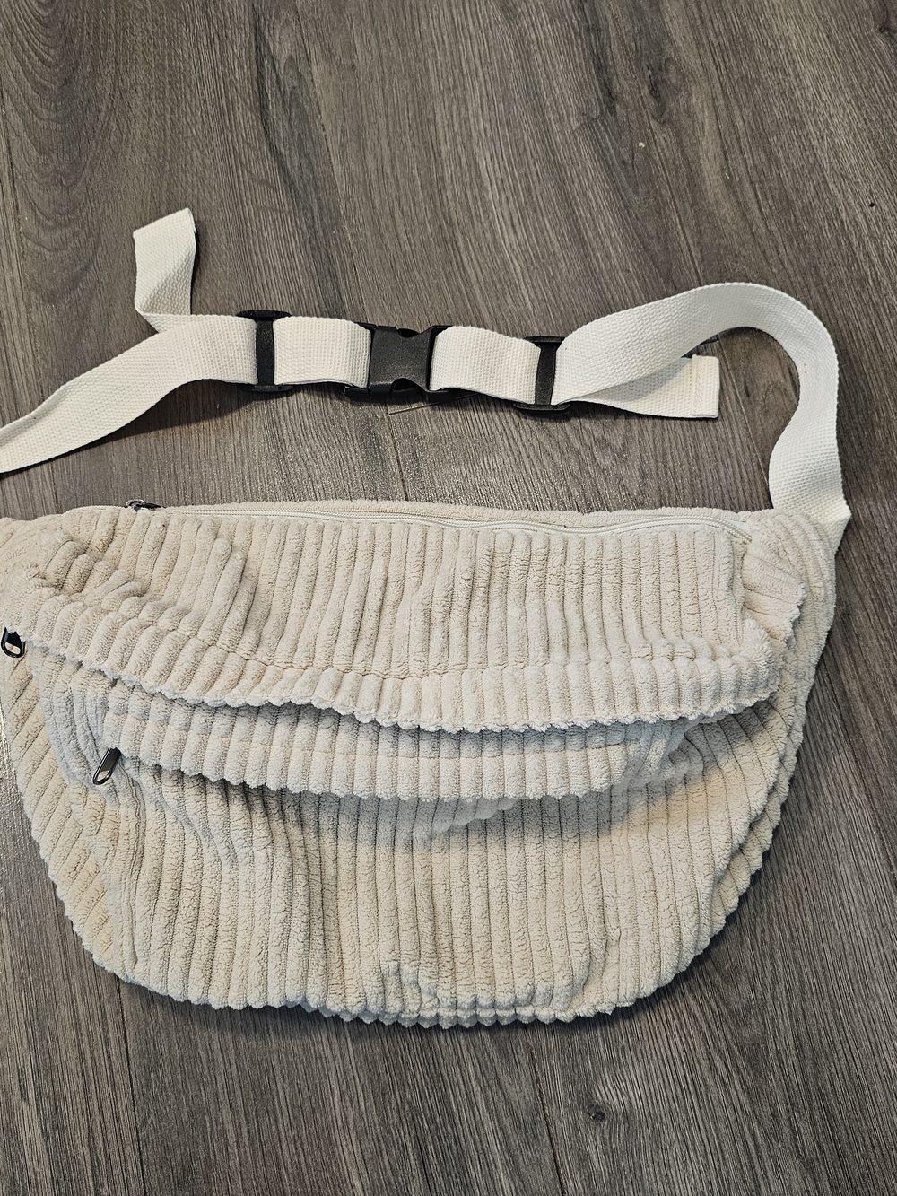 Corduroy Cream Crossbody Belt Bag